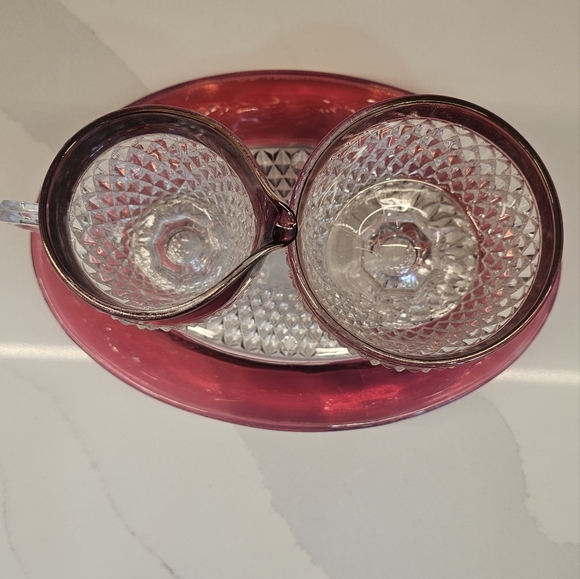 Indiana Glass Co. ruby flashed creamer & open sugar bowl set 1960… - Picture 4 of 16